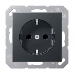 Kontaktligzda SCHUKO, 16 A 250 V ~, ar bērnu drošību, termoplasts krāsots, Serie A, anthrazit matt