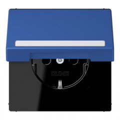 Kontaktligzda SCHUKO, 16 A 250 V ~, marķējams, ar bērnu drošību un vāciņu, termoplasts krāsots, Serie LS, bleu ou