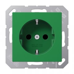 Kontaktligzda SCHUKO, 16 A 250 V ~, ar bērnu drošību, termoplasts, Serie AS/A, zaļš
