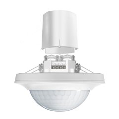 360° recessed-ceiling-mounted presence detector, range approx. Ø 24 m, remote controllable