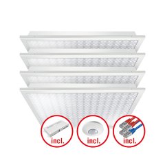 LED lighting set with prismatic (CRYSTAL) cover (diffuser), LED output 120 W. Comprising four lights with 30 W, colour temperature 2700 K to 6500 K