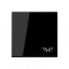 Taustiņs 1-viet, ar spuldzes simbolu, termoplasts, Serie A, melns