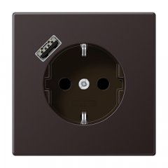 Kontaktligzda SCHUKO 16 A 250 V ~, USB pieslēgvieta 1 x Typ A, ar bērnu drošību, Serie LS, tumša (lackiertes Aluminium)
