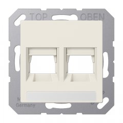 Virsma (ar fiksatoru) modulārai datu rozetei 2-vietīga, EMT, AMP, MTRJ, marķējams, termoplasts, Serie AS, ziloņkaula