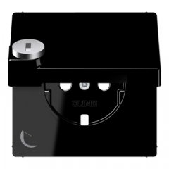 Centrālplate kontaktligzdai, ar vāku, ar drošības slēdzeni, duroplasts, Serie LS, melns