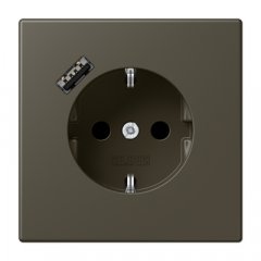Kontaktligzda SCHUKO 16 A 250 V ~, USB pieslēgvieta 1 x Typ A, ar bērnu drošību, Serie LS, ombre naturelle 31