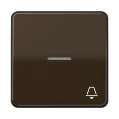 Taustiņs 1-viet, ar indikācijas logu, ar zvana simbolu, duroplasts, Serie CD, brūns