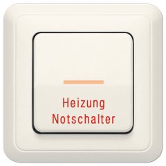 Taustiņs 1-viet, ar indikācijas logu, apkures slēdzim ar uzrakstu, ar rāmi, duroplasts, ST 550, ziloņkaula