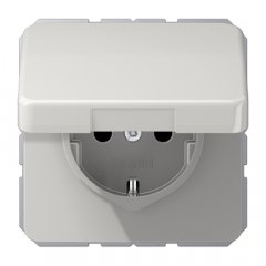 Kontaktligzda SCHUKO, 16 A 250 V ~, ar bērnu drošību un vāciņu, termoplasts, Serie CD, gaiši pelēks