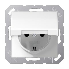 Kontaktligzda SCHUKO, 16 A 250 V ~, ar bērnu drošību un vāciņu, termoplasts, Serie AS, balts