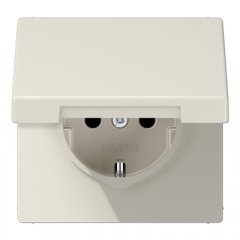 Kontaktligzda SCHUKO, 16 A 250 V ~, skrūvju spailes, ar vāciņu, duroplasts, Serie LS, ziloņkaula