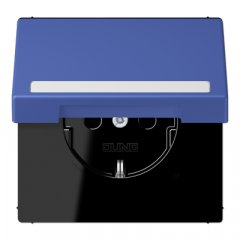 Kontaktligzda SCHUKO, 16 A 250 V ~, marķējams, ar bērnu drošību un vāciņu, termoplasts krāsots, Serie LS, bleu ou