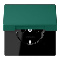 Kontaktligzda SCHUKO, 16 A 250 V ~, ar bērnu drošību un vāciņu, termoplasts krāsots, Serie LS, vert anglais