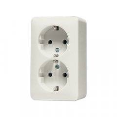 Kontaktligzda dubultā SCHUKO, 16 A 250 V ~, 47 mm, ar bērnu drošību, AP 600, ziloņkaula