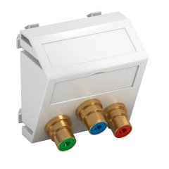 Media adapteris video tulpe 3x vietīgs, rozete-rozete 45x45mm, PC, dzidri balts, 9010 MTS-3R F RW1