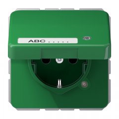Kontaktligzda SCHUKO, 16 A 250 V ~, ar indikātoru, marķējams, ar bērnu drošību un vāciņu zaļa