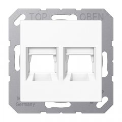 Virsma (ar fiksatoru) modulārai datu rozetei 2-vietīga, EMT, AMP, MTRJ, marķējams, termoplasts, Serie AS/A, balts