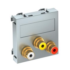 Media adapteris audio/video 3x vietīgs, rozete-rozete 45x45mm, PC, alumīnija lakots MTG-12R F AL1