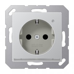 Kontaktligzda SCHUKO ar LED apgaismojumu, 16 A 250 V ~, ar bērnu drošību, termoplasts krāsots, Serie A, alumīnijs