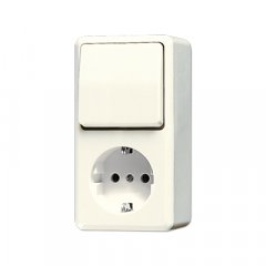 SCHUKO®-kontaktligzda 16 A 250 V ~ ar universālu izslēgšanas slēdzi 10 AX 250 V ~, AP 600, ziloņkaula