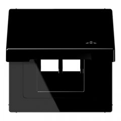 Rozetes vāks ar atsperi, ar simbolu LAN, vertikālā un horizontālā montāža, Serie LS, melns