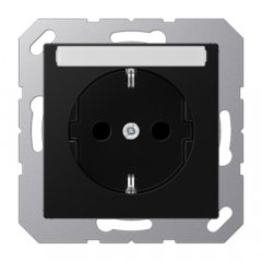 Kontaktligzda SCHUKO, 16 A 250 V ~, marķējams, ar bērnu drošību, termoplasts krāsots, Serie A, grafītmelns matēts