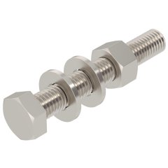 Sešstūra skrūve ar šeibu,uzgriezni un atsperš. M12x80, V2A, 1.4301, 2B