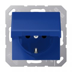 Kontaktligzda SCHUKO, 16 A 250 V ~, ar vāciņu, termoplasts, Serie AS, zils