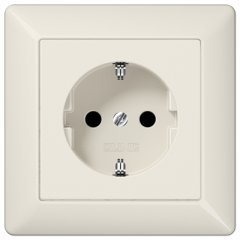 Kontaktligzda SCHUKO, 16 A 250 V ~, skrūvju spailes, ar rāmi, duroplasts, Serie AS, ziloņkaula
