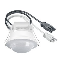 Ceiling-mounted motion detector BASIC EXPRESS MD 360° 08 IR 1C FM IP23 WH, range approx. Ø 8 m, zero-cross switching, remote controllable