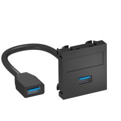Media adapteris,USB 3.0 A-A ar kabeli, rozete-rozete 45x45mm, PC, pelēkmelna, 7021 MTG-U3A F SWGR1