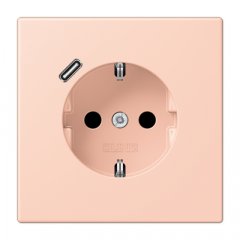 Kontaktligzda SCHUKO 16 A 250 V ~, USB pieslēgvieta 1 x Typ C, ar bērnu drošību, Serie LS, l'ocre rouge clair