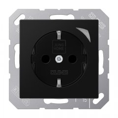Kontaktligzda JUNG HOME SCHUKO®, 16 A 250 V ~, Energy, skrūvju spailes, ar indikātoru, ar bērnu drošību, termoplasts grafītmelns matēts