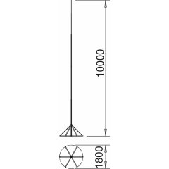 Zibensuztverēja stienis 10 metrīgs masts + statīvs 10000mm, V2A, 1.4301 irod 10