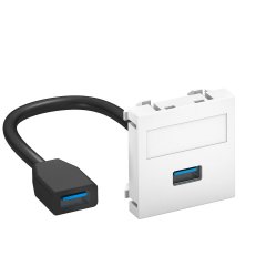 Media adapteris,USB 3.0 A-A ar kabeli, rozete-rozete 45x45mm, PC, dzidri balts, 9010 MTG-U3A F RW1