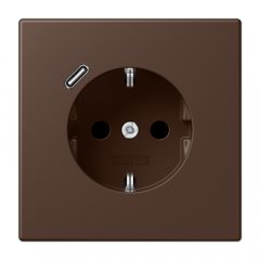Kontaktligzda SCHUKO 16 A 250 V ~, USB pieslēgvieta 1 x Typ C, ar bērnu drošību, Serie LS, terre d'ombre brûlée 31