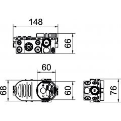 Elektronikas kārba UP ar skrūvēm Ø60xH66x148, PP UE 66