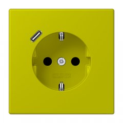 Kontaktligzda SCHUKO 16 A 250 V ~, USB pieslēgvieta 1 x Typ C, ar bērnu drošību, Serie LS, vert olive vif