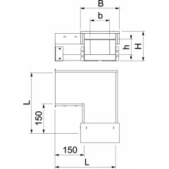 90° līkums EI60 kanālam PLCS D060810 100x80, pelēks PLCS B060810