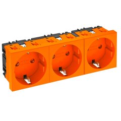 Kontaktligzda 3-viet.,0° taisna kodēta, aizsargkontakts 250V, 10/16A, PC, dzidri oranžs, 2004 STD-D0 ROR3