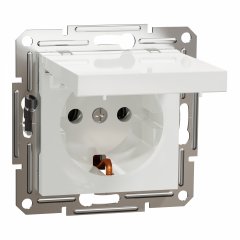 Asfora - single socket outlet with side earth - 16A lid wo frame balts