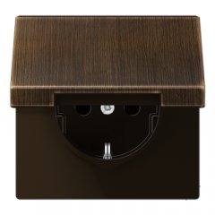 Kontaktligzda SCHUKO, 16 A 250 V ~, skrūvju spailes, ar vāciņu, Messing, Serie LS, Messing antik
