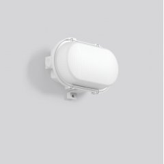 Gaismeklis STANDARD, 6,5 / 8 W, 780 / 990 lm, 840, grey, on/off Oval bulkhead luminaires, plastic, L 171 B 123 H 70, Pattern grid glass