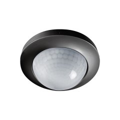 360° ceiling-mounted presence detector, flush-mounted, range approx. Ø 24 m, NO contact, remote controllable, black