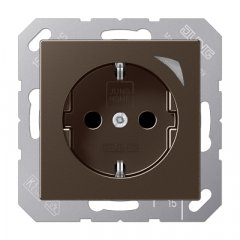 Kontaktligzda JUNG HOME SCHUKO®, 16 A 250 V ~, skrūvju spailes, ar indikātoru, ar bērnu drošību, termoplasts krāsots moka