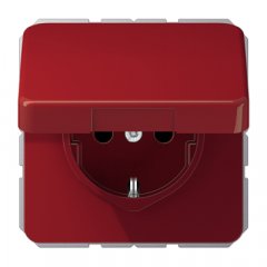 Kontaktligzda SCHUKO, 16 A 250 V ~, ar bērnu drošību un vāciņu, termoplasts, Serie CD, sarkans