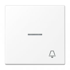 Taustiņs 1-viet, ar indikācijas logu, ar zvana simbolu, Serie LS, sniegbalts matēts