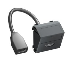 Multimedia Adapteris, HDMI ar kabeli, rozete-rozete 45x45mm, PC, pelēkmelna, 7021 MTS-HD F SWGR1