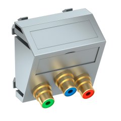 Media adapteris video tulpe 3x vietīgs, rozete-rozete 45x45mm, PC, alumīnija lakots MTS-3R F AL1