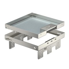 Kvadrata kasete ar kabeļu izvadu 243x243mm, V2A, 1.4301 RKSN2 UZD3 9VS25